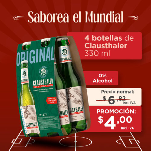 4 botellas de Clausthaler 330ml