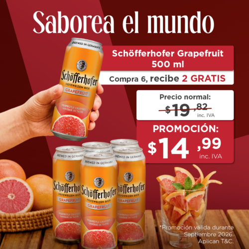 8 latas de Schöfferhofer Grapefruit 500 ml a precio de 6