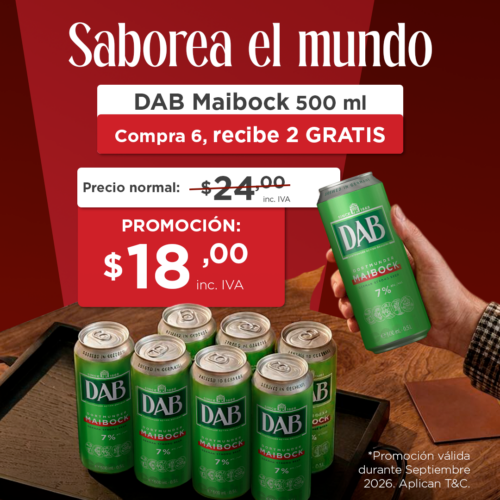 8 latas de DAB Maibock 500 ml a precio de 6