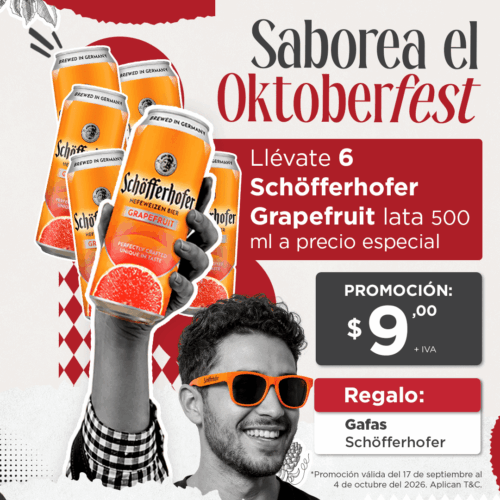 6 latas de Schöfferhofer Grapefruit 500 ml a precio especial + regalo
