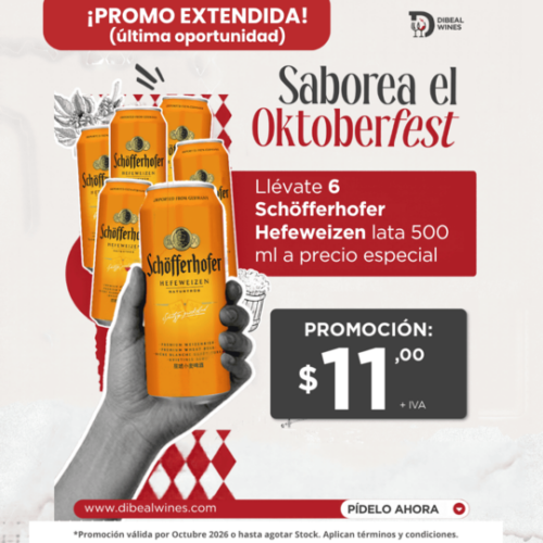 6 latas de Schöfferhofer Hefeweizen 500 ml a precio especial